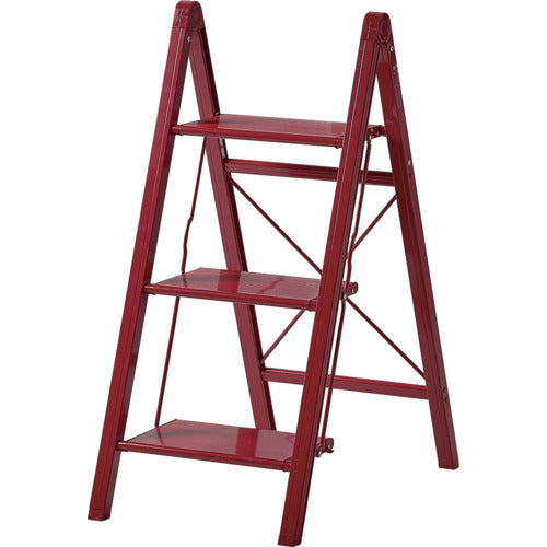 TENMA Aluminum Step Stool Slim 3 Steps Red 812004236 1 unit