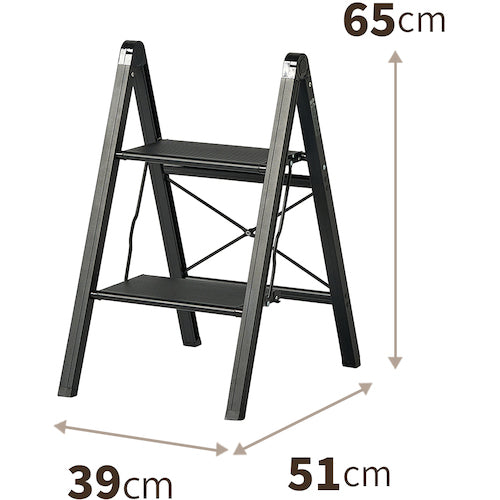 ＴＥＮＭＡ　アルミ踏み台スリム２段　ブラック　812004235　1 台