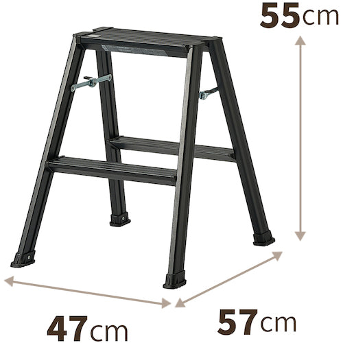 ＴＥＮＭＡ　アルミ踏み台２段　ブラック　812004245　1 台