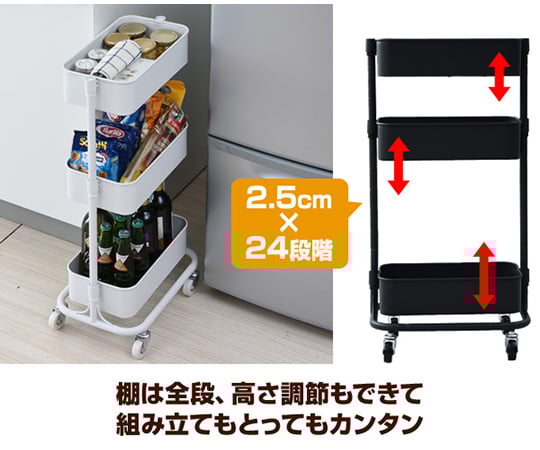 키친 왜건(캐스터 첨부) 바스켓 트롤리 슬림 터키석 블루 LSBT-3(TBL) 1대