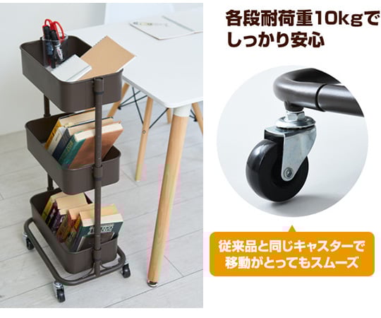 키친 왜건(캐스터 첨부) 바스켓 트롤리 슬림 터키석 블루 LSBT-3(TBL) 1대