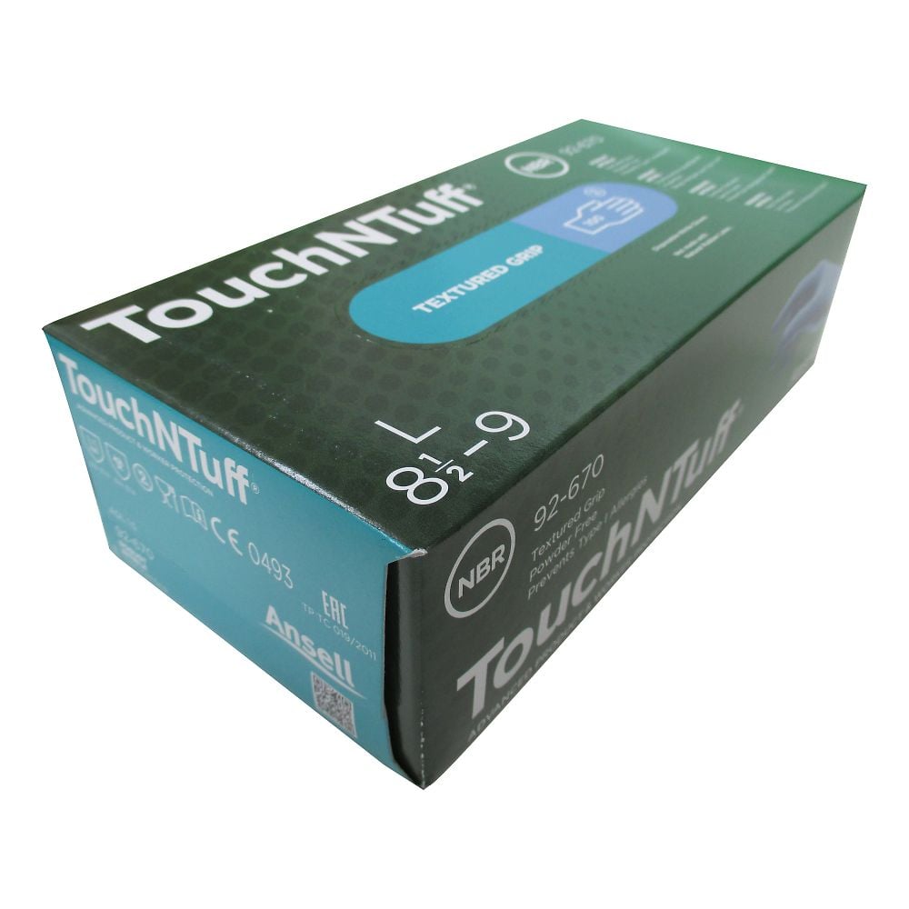 ニトリル使い捨て手袋　"TouchNTuf"（100枚入）　L　92-670-L 1箱(100枚入)