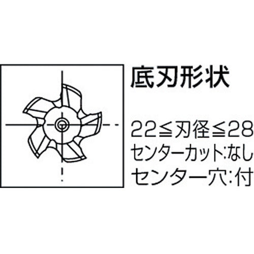 ＯＳＧ　ハイスラフィングエンドミル　タフニックゴールド　ショート　５刃　刃径２２ｍｍ　刃長３８ｍｍ　全長１０４ｍｍ　８８６２２　TFGS-22　1 本