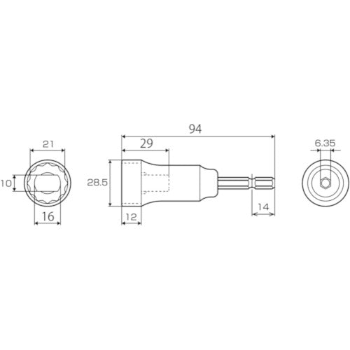 TOP 전동 드릴용 강축 폼 타이 소켓 21mm EFS-21TSS 1개