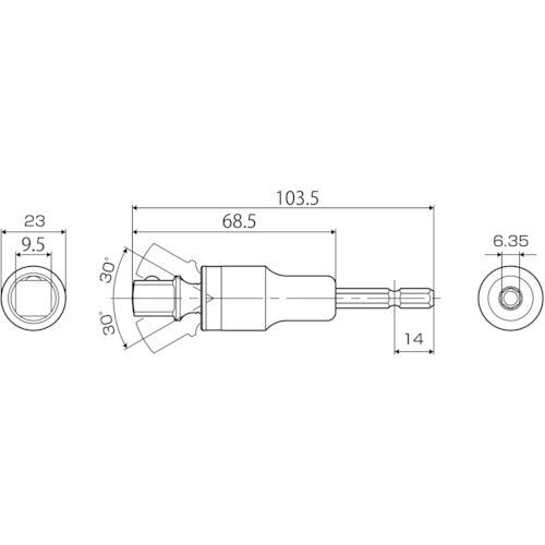 TOP Strong shaft universal socket adapter for electric drills, 9.5mm drive, EUA-3TS, 1 piece