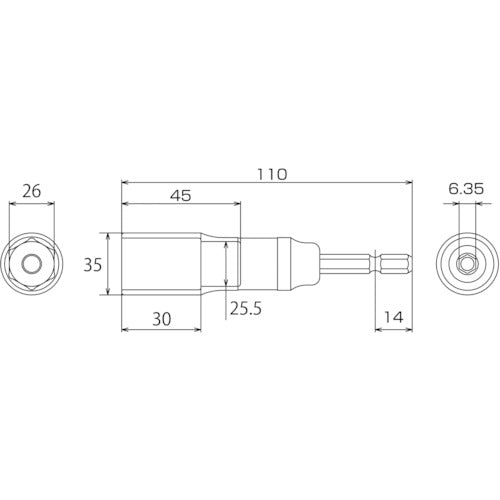 TOP Strong shaft socket for electric drill ETS-26 1 piece