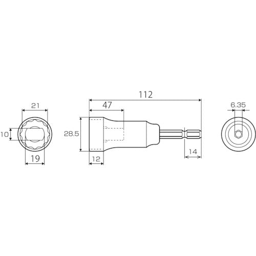 TOP 전동 드릴용 강축 폼 타이 소켓 21mm EFS-21TS 1개
