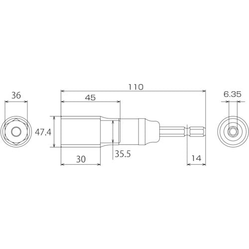 TOP Strong shaft socket for electric drill ETS-36 1 piece