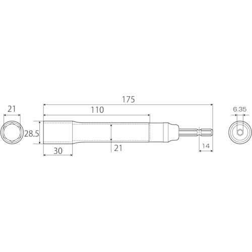 TOP 전동 드릴용 강축 소켓 롱 타입 21mm ETS-21L 1개