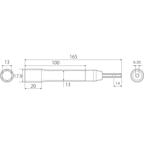 TOP Strong shaft socket long type for electric drill 13mm ETS-13L 1 piece