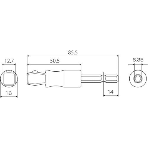 ＴＯＰ　電動ドリル用強軸フレックスソケットアダプター　差込角１２．７ｍｍ　ESA-4FTS　1 個