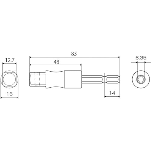 ＴＯＰ　電動ドリル用強軸インパクトソケットアダプター　差込角１２．７ｍｍ　FNA-4TS　1 個