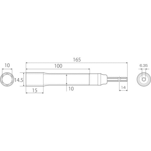 TOP Strong shaft socket long type for electric drill 10mm ETS-10L 1 piece