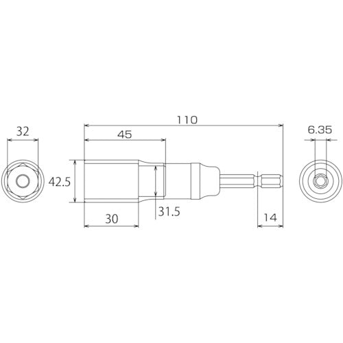 TOP Strong shaft socket for electric drill ETS-32 1 piece