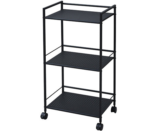 Steel Rack with Casters, Black, 3 Tiers, CPR-80433C(BK) 1 Unit