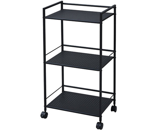 Steel Rack with Casters, Black, 3 Tiers, CPR-80433C(BK) 1 Unit
