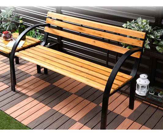 Garden bench Natural x Black LC-D08C(NA/BK) 1 unit