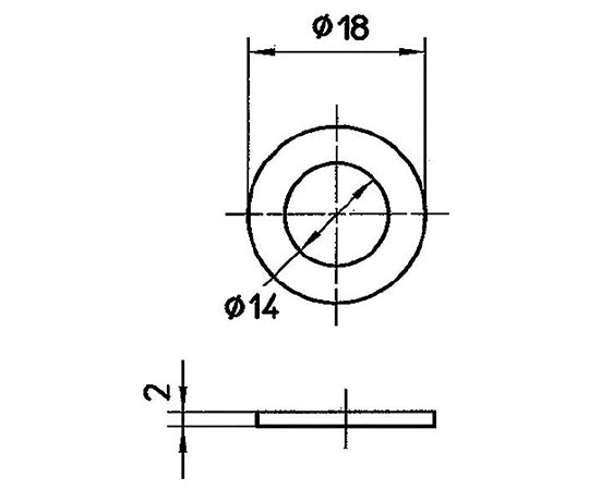 ユニオンパッキン　2個入　パッキン厚さ2mm×直径18mm×内径14mm　PP40-18X14 1セット(2個入)