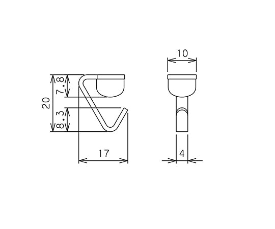 J-hook, semi-triangle, white, 2 pieces, MJ-020W, 1 set (2 pieces)