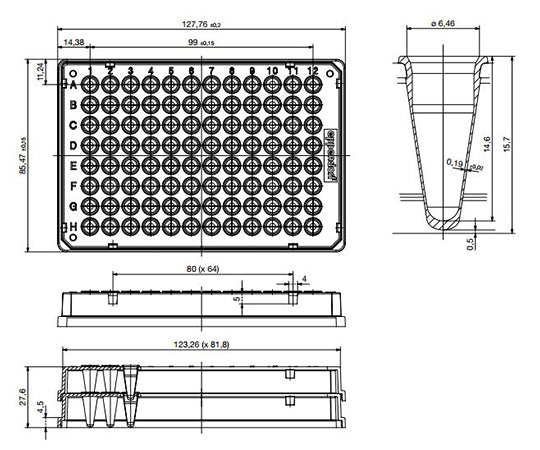 Twin Tech PCR Plate 96 Skirt Colorless 1 pack (25 pieces) 0030 128.648 1 pack (25 pieces)