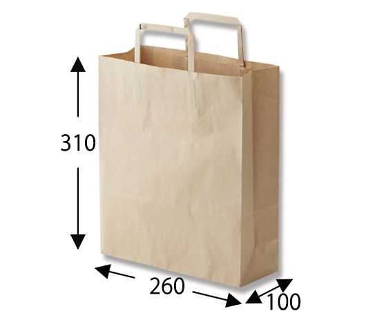 手提げ紙袋　25チャームバッグ　平手　26-4　未晒無地　50枚　003267401 1パック(50枚入)