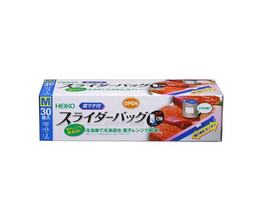 フリーザーバッグ　スライダー式　M　底マチ付　30枚　004749002 1箱(30枚入)