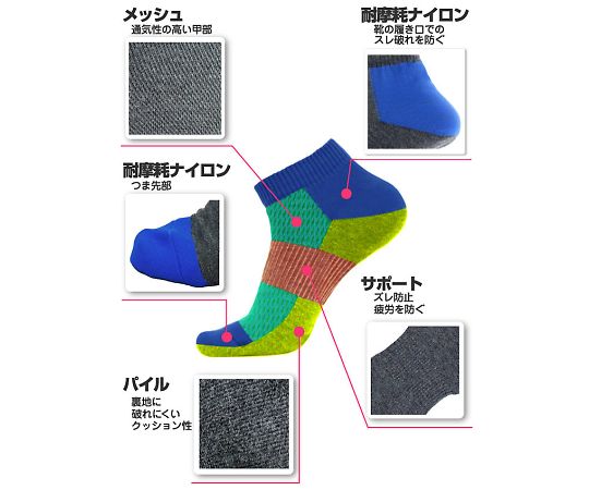 Safety Shoes Socks, Strong Fit Socks, Short Type, Navy, TFS-02-NVNV, 1 Pair