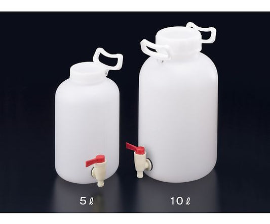 PE Wide Mouth Bottle with Handle, Bottom Opening, Single Handle, 5L, 06521, 1pc