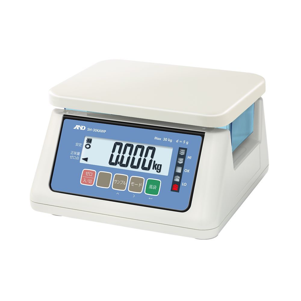 コンパレータライト付き防塵防水はかり SH-AWPシリーズ  ひょう量:30kg 最小表示:0.001kg/0.002kg/0.005kg※/0.01kg：※が出荷時設定(内部設定にて切替可能)  　SH-30KAWP 1台