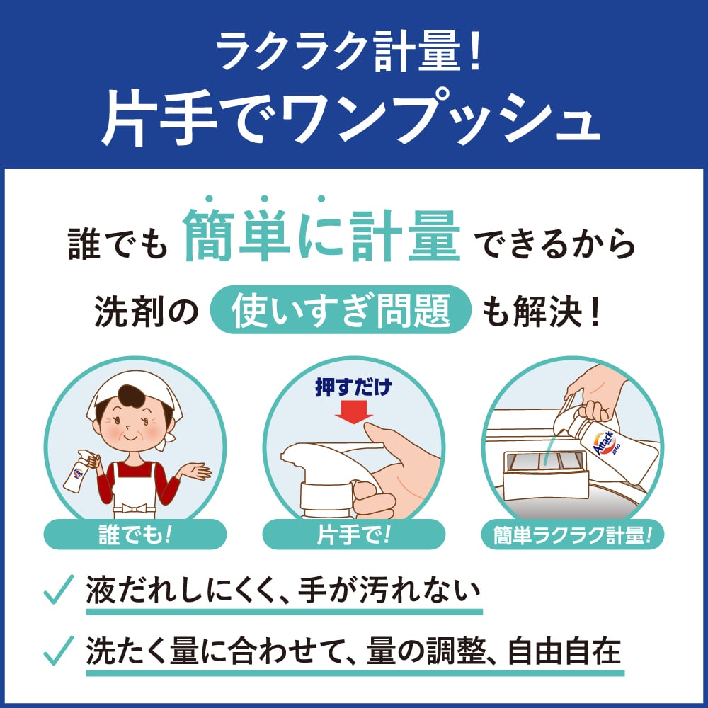 アタックZERO業務用専用つめかえ計量容器 ワンハンドタイプ 400mL 1本