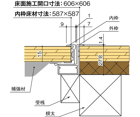 床下点検口　606mm角　ブロンズ　アルミ　66160 1個