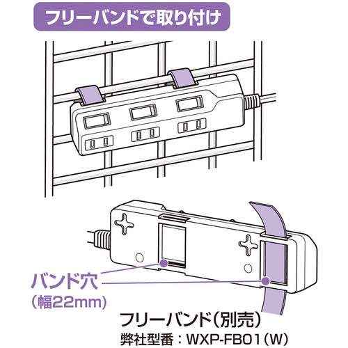 ＥＬＰＡ　コード付タップ　耐雷ＳＷ付タップ　３個口２Ｍ　WLK-32S(W)　1 個