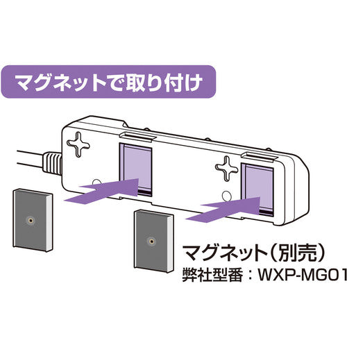 ＥＬＰＡ　コード付タップ　耐雷ＳＷ付タップ　３個口２Ｍ　WLK-32S(W)　1 個