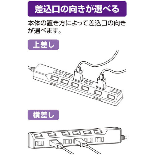 ＥＬＰＡ　コード付タップ　耐雷ＳＷ付タップ　６個口５Ｍ　WLK-65S(W)　1 個