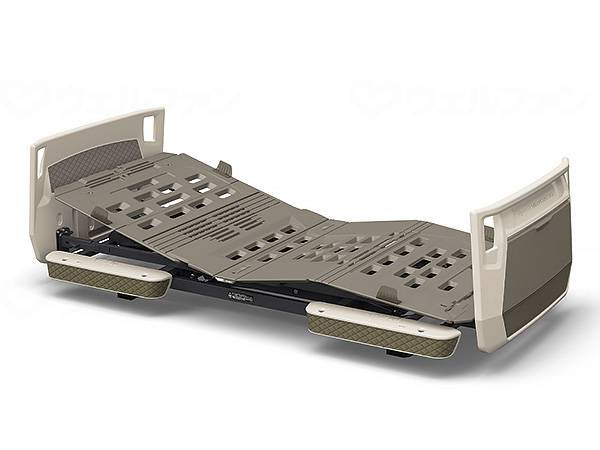 パラマウントベッド楽匠ﾌﾟﾗｽ X脚2ﾓｰﾀｰ  OPﾓｽｸﾞﾘｰﾝ/Bｸﾞﾚｰｼﾞｭ 91cm幅