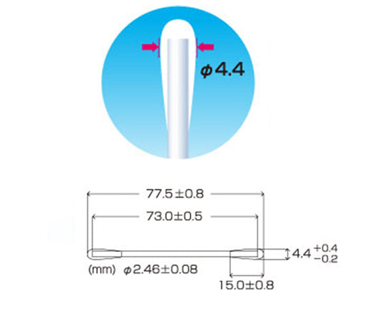 φ4.4x 77.5mm 工業用綿棒(250本)両面　EA109DY-16 1袋(250本入)