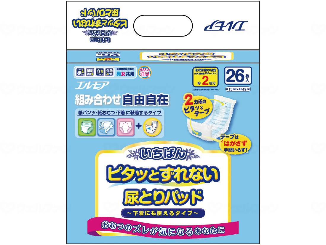 カミ商事いちばんﾋﾟﾀｯﾄずれない尿とりﾊﾟｯﾄﾞ男女共用 袋 26枚