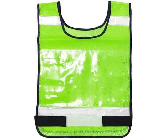 安全反射ゼッケンベスト　（A4サイズクリアポケット付き）　蛍光グリーン　8168-green 1枚