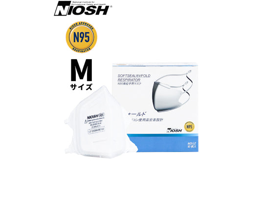 Niosh Certified Softseal Vfold N95 Mask (Folding Type) M 10 Masks x 30 Boxes 20180016-M 1 Case (10 Masks x 30 Boxes)