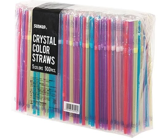 クリスタルカラーストロー（5色アソート）500本入　S-500CC 1パック(500本入)