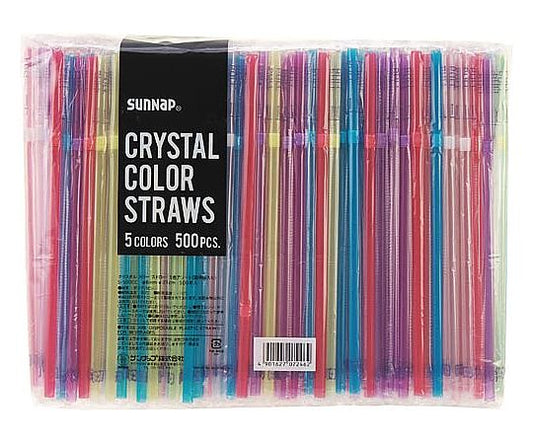 Crystal Color Straws (5 colors assorted) 500 pieces S-500CC 1 pack (500 pieces)