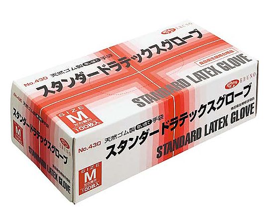 ラテックス手袋 No.430 粉付 M 100枚入　430 M 1箱(100枚入)