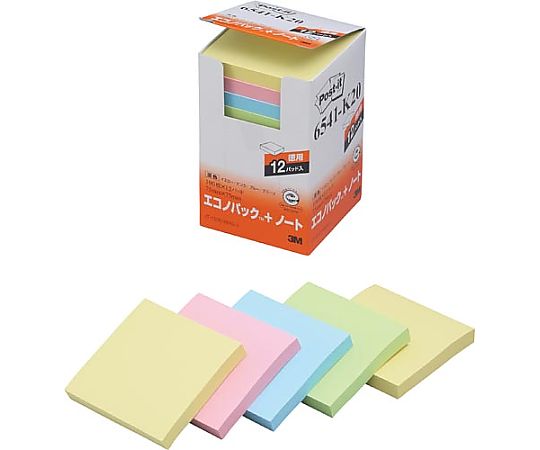 Post-it Recycled Paper Notebook 75 x 75 Mixed Color 12 Books 6541-K20 1 Pack (12 Books)