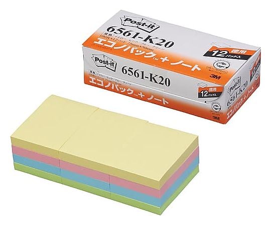 포스트잇 재생지 노트 75×50 혼색 12권 6561-K20 1팩(12권입)