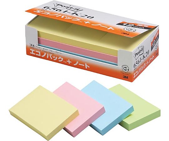 포스트잇 재생지 노트 75×50 혼색 12권 6561-K20 1팩(12권입)