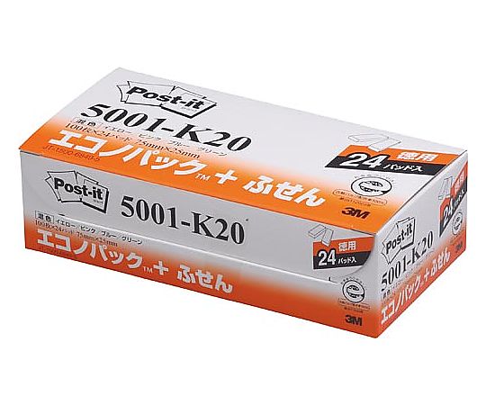 ポストイット 再生紙ふせん 75×25 混色24冊　5001-K20 1パック(24冊入)