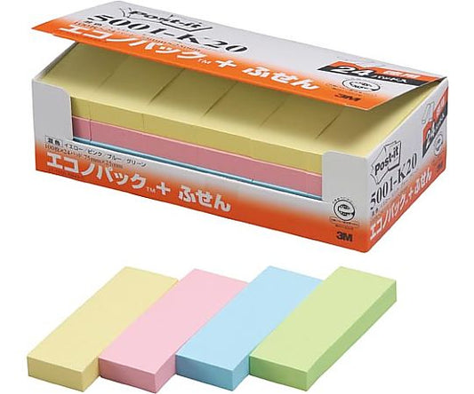 포스트잇 재생지 후선 75×25 혼색 24권 5001-K20 1팩(24권입)