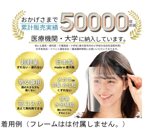 HMフェイスシールド　クリア　替シールド　10枚入　hmfs_shield_10set 1セット(10枚入)