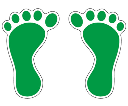 5Sフロア表示ステッカー 5本指足型 190×120mm 緑 1セット（2枚入）　12327 1セット(2枚入)