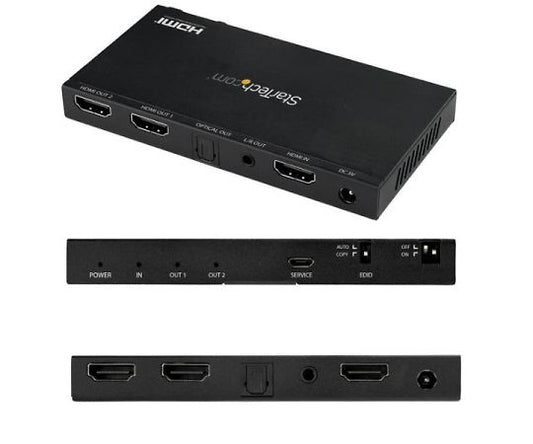 HDMI distributor / 1 input 2 output / 4K60Hz HDMI 2.0 compatible splitter / built-in scaler / 3.5mm stereo mini &amp; SPDIF compatible / EDID function ST122HD20S 1 piece